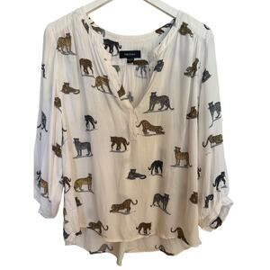 Karen Kane Animal Print Blouse Large